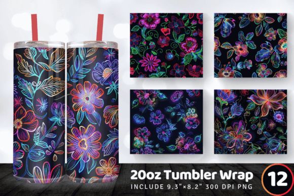 Neon Embroidery Flowers Tumbler Wrap Review