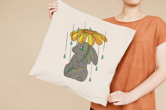 Rabbit Holding Flower Embroidery Design Review