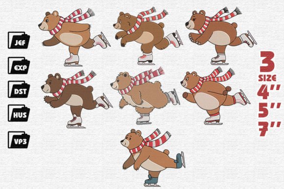 Reviewing the Set of 7 Ice Skating Bear Embroidery
